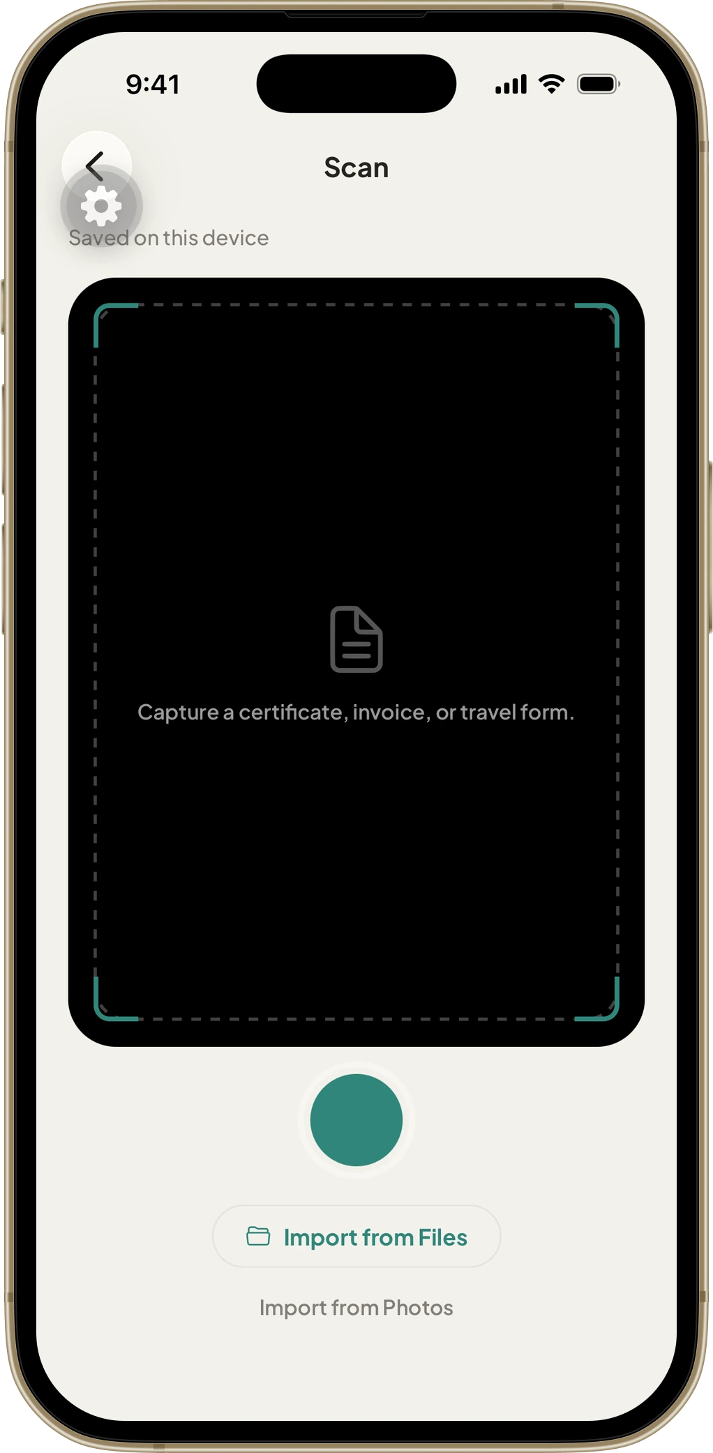 PetVault document scanning screen